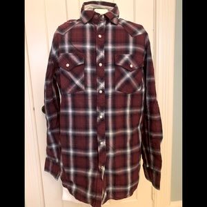 SEARS ROEBUCK HUNTER PLAID SNAP SHIRT